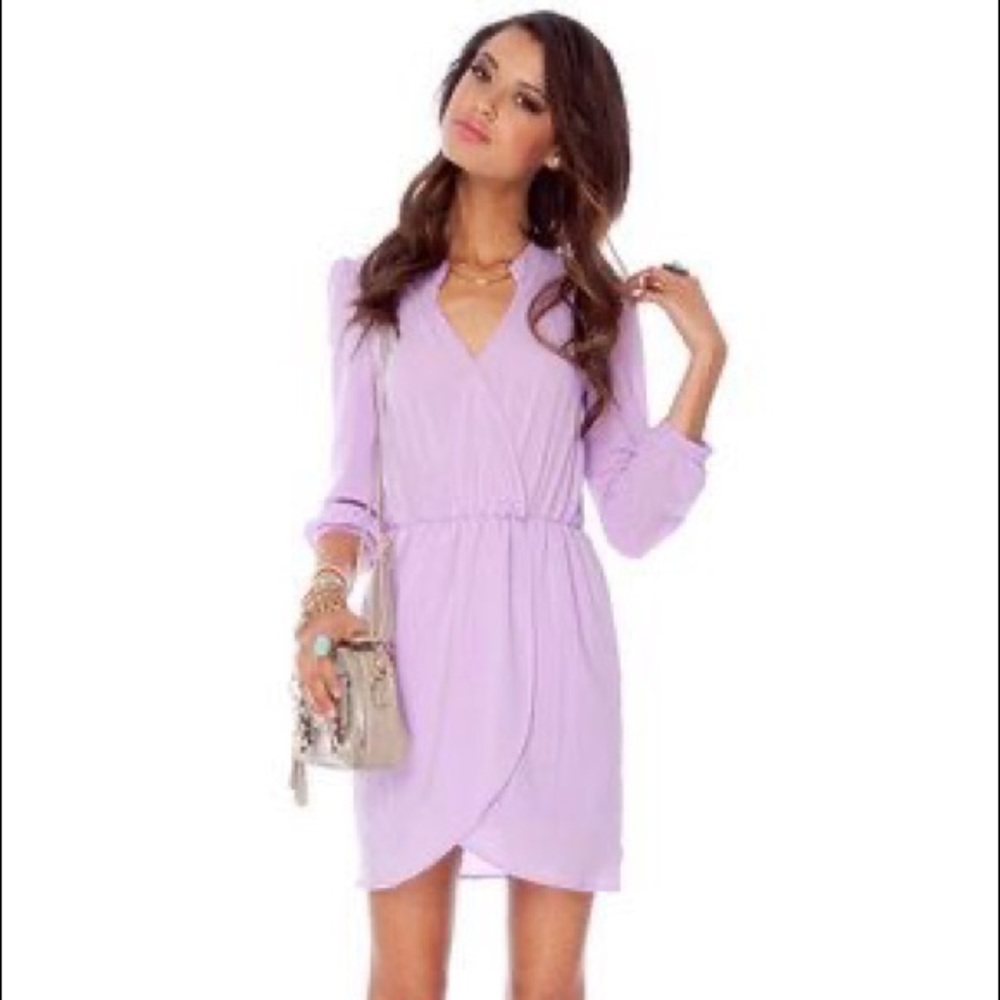 Lavender Long Sleeve Tulip Wrap Dress